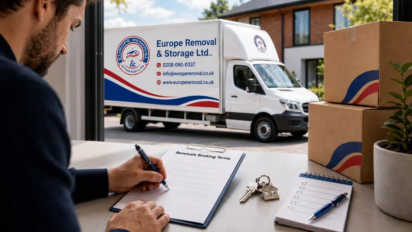 Removals Booking Terms for Europe Removal & Storage Ltd customers signing a moving service agreement